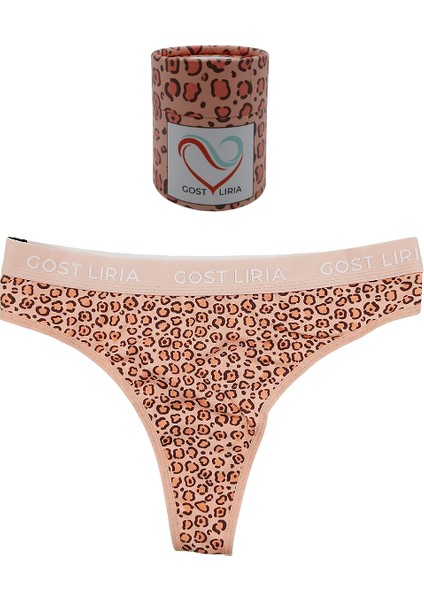 -Leopard Desenli Kadın String Külot