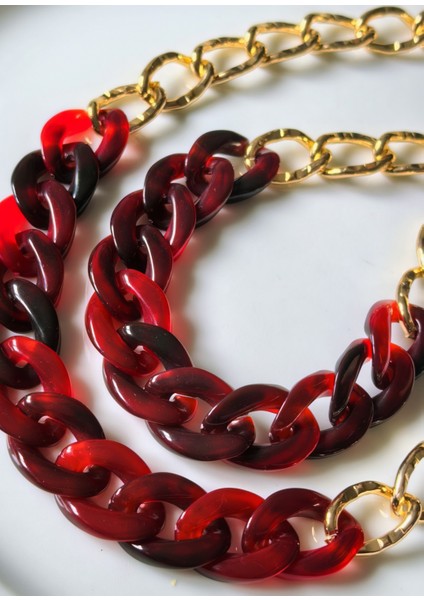 Gözlük Zinciri Kalın Saplı Gözlükler Için Kırmızı Akrilik Zincir