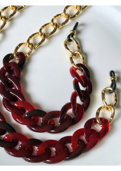 Gözlük Zinciri Kalın Saplı Gözlükler Için Kırmızı Akrilik Zincir fırsatları