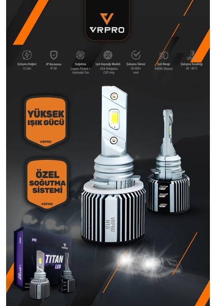 H15 LED Xenon Far Ampulü Csp Çip - Tıtan