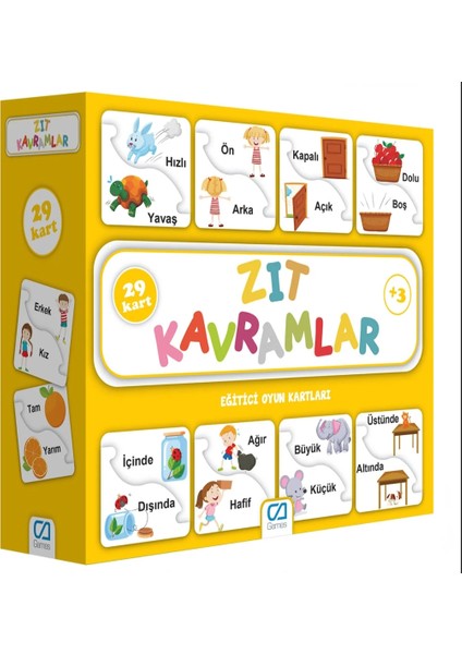Zıt Kavramlar Eğitici Oyun Kartları