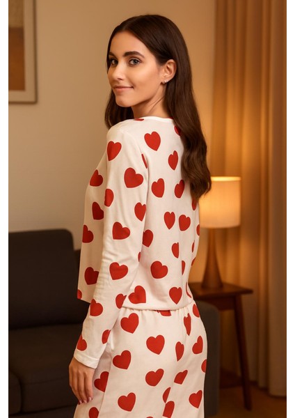 Kadın Yumuşak Dokulu Pijama Kalpli Süet Kadife Pamuklu fiyatları