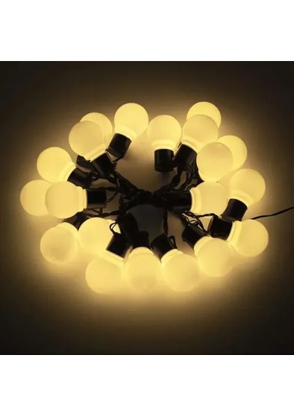 5 Metre 28 LED Mini Top Işık Sarı Fişli Siyah Kablo