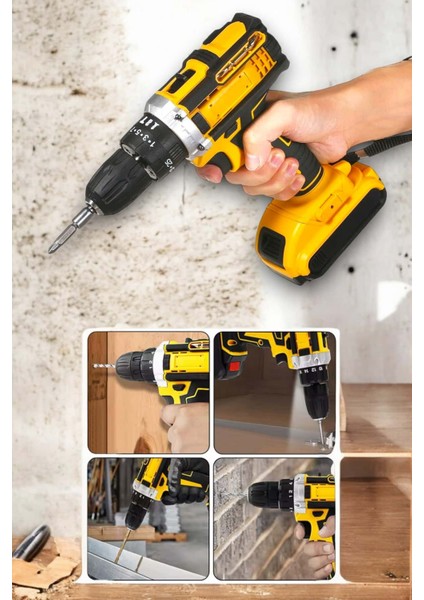 24 Parça Çift Bataryalı Şarjlı Matkap Seti 24W Motor ve Otomatik Mil Kilitli Tasarım fiyatları