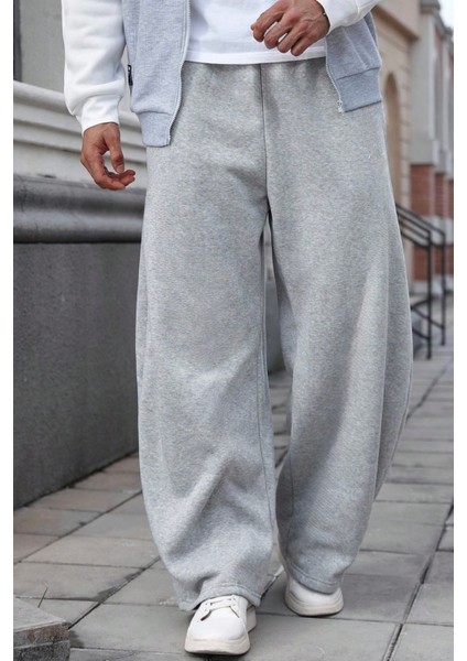 Büyük Beden Baggy Bol Tarz Lastikli&düz Paça Eşofman Altı Erkek / Kadın Gri-Siyah-Füme Şardonlu modelleri