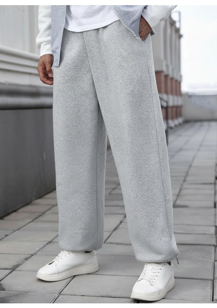 Büyük Beden Baggy Bol Tarz Lastikli&düz Paça Eşofman Altı Erkek / Kadın Gri-Siyah-Füme Şardonlu indirimleri