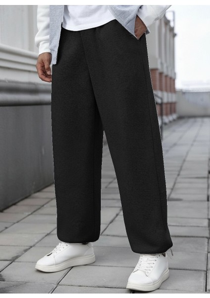 Büyük Beden Baggy Bol Tarz Lastikli&düz Paça Eşofman Altı Erkek / Kadın Gri-Siyah-Füme Şardonlu modelleri