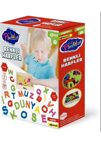 Ahşap Kasalı Renkli Harfler 33 Parça