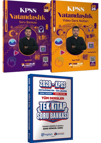 2026 Kpss Atölye Vatandaşlık Soru ve Video Ders Notları - Ortaöğretim Ön Lisans Tek Kitap Soru