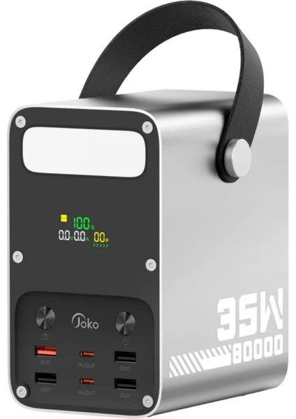 80.000MAH 35W Hızlı Şarj Askılı LED Göstergeli El Fenerli Taşınabilir Powerbank