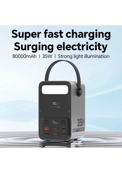 80.000MAH 35W Hızlı Şarj Askılı LED Göstergeli El Fenerli Taşınabilir Powerbank modelleri