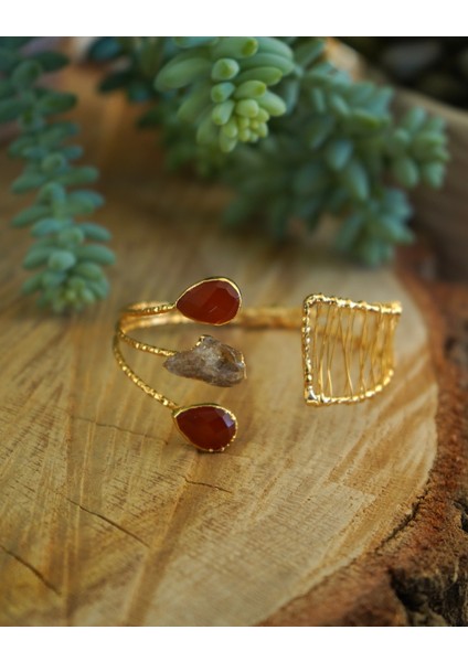 Doğal Taş Kedi Gözü ve Sitrin Ayarlanabilir Hasır Bileklik fiyatları