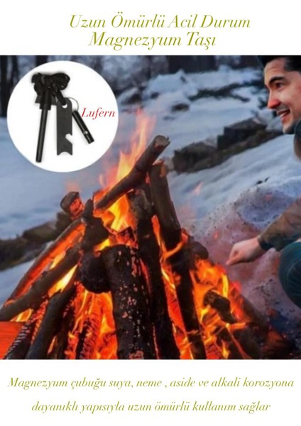 Uzun Ömürlü Acil Durum Magnezyum Çakmaktaşı Hayatta Kalma Kiti Kamp Doğa Yürüyüş Keşif Sos Düdük