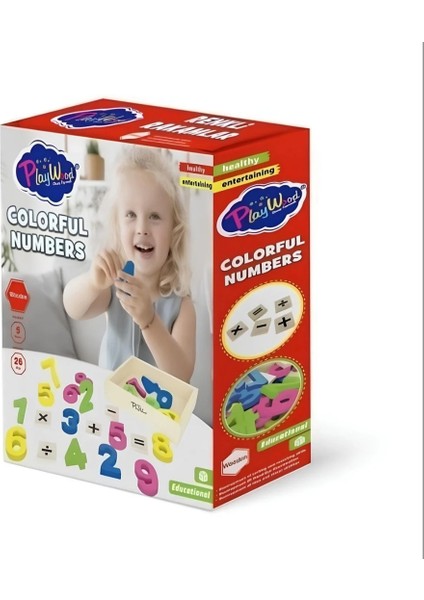 Kutuda 26 Parça Ahşap Kasalı Renkli Rakamlar