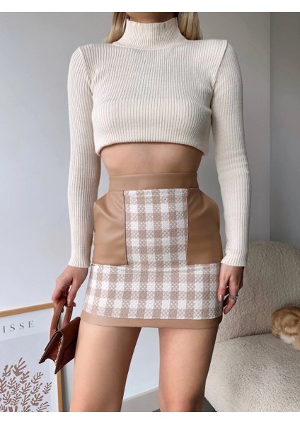 Deri Cep Garnili Kaşe Etek Bej H24604 fiyatları