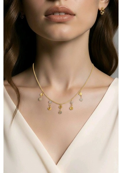 Eşsiz Tasarım Örümcek Akik ve Hematit Taşlı Örme Kolye