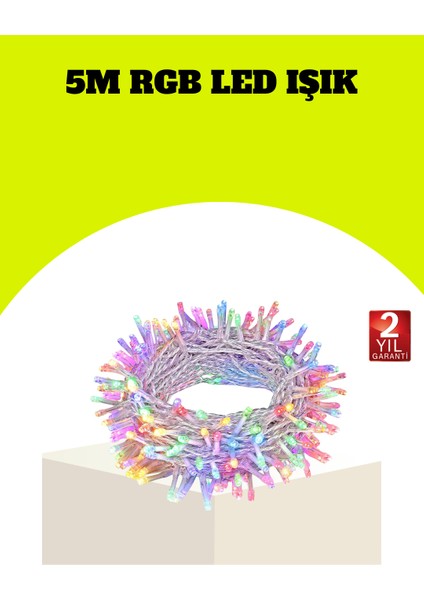 Enerji Tasarruflu Şeffaf Kablo 5 M 50 LED Dekor Işık