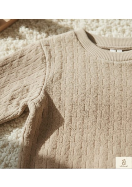 Minibohe Çocuk Jakarlı Sweatshirt Bej fiyatları