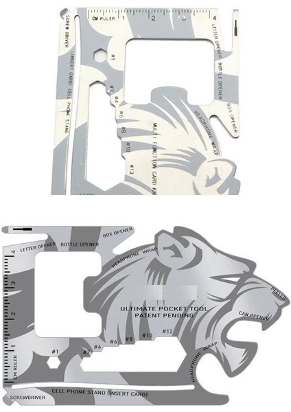 18 Fonksiyonlu Cüzdan Içi Aslan Tasarımlı Kart Acil Durum Kiti ( )