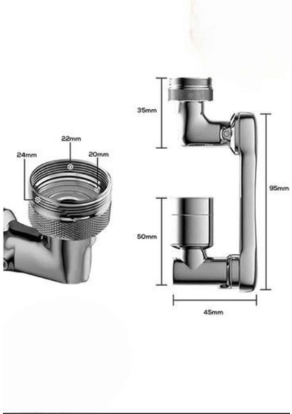 Dönen Musluk Başlığı 1080 Derece Ayarlanabilir Filtreli Sprey Uç fırsatları