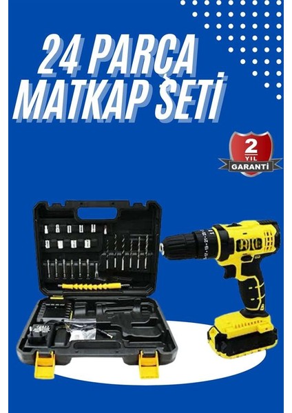 Metal Şanzıman Çift Akülü Bakır Sargı 24 Parça LED Aydınlatmalı Matkap Seti fiyatları