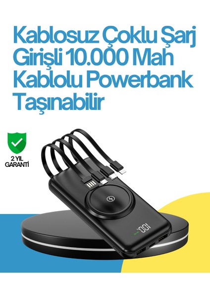 10000MAH Kablosuz ve Hızlı Şarj Destekli Powerbank – Taşınabilir Şarj Gücü