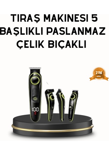 Erkek Bakım Seti 5’ı 1 Arada Şarjlı Paslanmaz Çelik Başlıklı