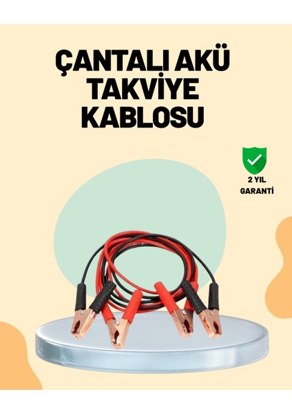 1200 Amper Jumper Kablo 2 Metre Bakır Uçlu Araç Takviye Seti