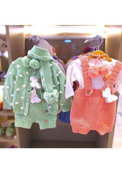 El Örgüsü %100 Pamuk Yeşil Ponponlu Hırka fiyatları