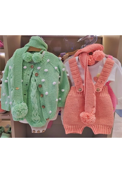 El Örgüsü %100 Pamuk Yeşil Ponponlu Hırka fırsatları