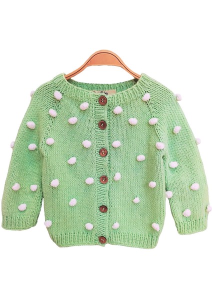 El Örgüsü %100 Pamuk Yeşil Ponponlu Hırka indirimleri