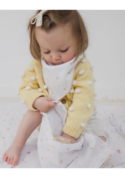 El Örgüsü %100 Pamuk Yeşil Ponponlu Hırka