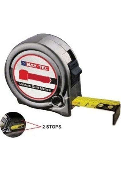 Krom Şerit Metre 5 Metre 19MM, Dayanıklı ve Hassas Ölçüm Aracı