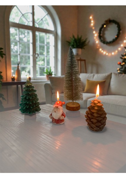 Yılbaşı Mum Seti 3.lü Noel Baba , Çam Ağacı, Kozalak fiyatları