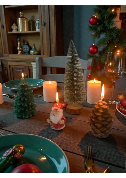Yılbaşı Mum Seti 3.lü Noel Baba , Çam Ağacı, Kozalak modelleri