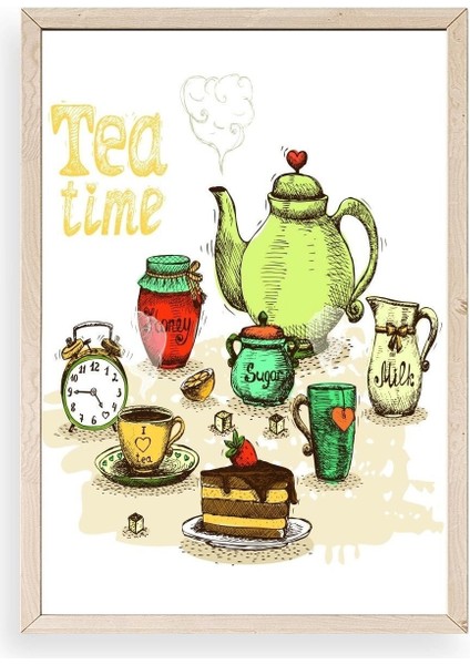 Çay Vakti Ahşap Çerçeveli Tablo