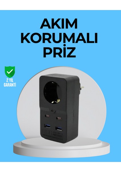 Mtxdpn Termal Korumalı Priz Otomatik Çocuk Kilidi 4 USB Type C