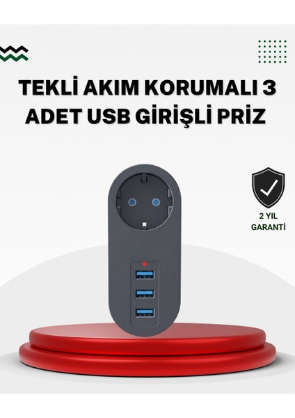 Mtxdpn Akım Korumalı Usb’li Priz – Güçlü 2500W, Isı ve Çocuk Koruması