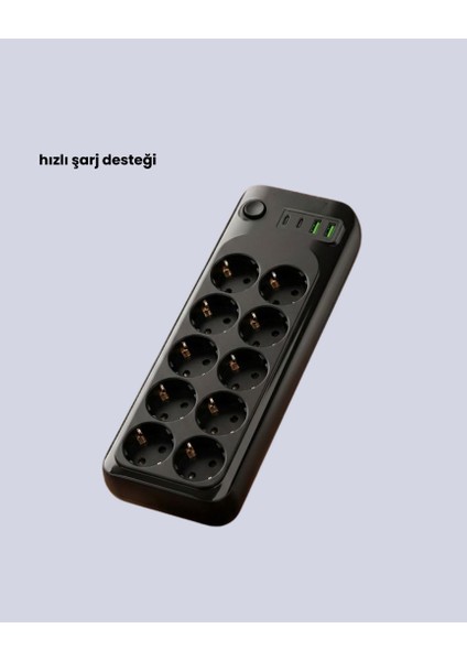 Mtxdpn Termal Akım Korumalı 10’lu Grup Priz USB Type-C Hızlı Şarj 2500W 2m Kablo fırsatları
