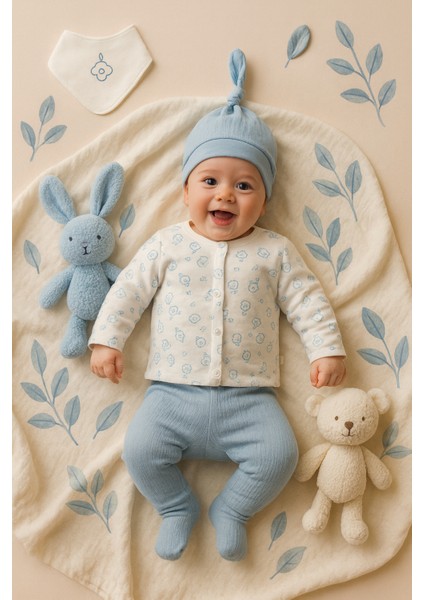 Erkek Bebek 0-3 Ay Hastane Çıkış Zıbın Seti Yenidoğan Yeni Nesil