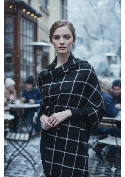 Kareli Ekose Desenli Omuz Şalı 70*180