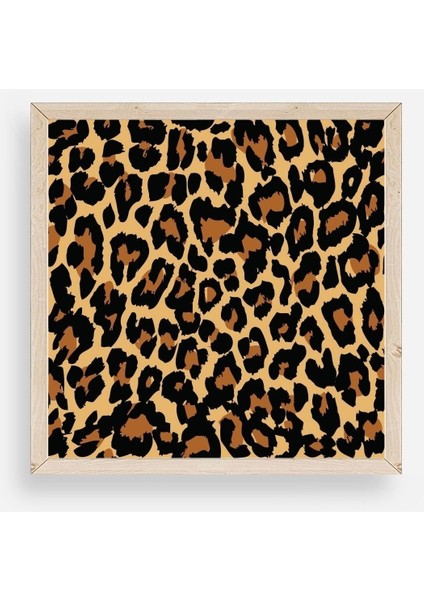 Leopar Deseni Ahşap Çerçeveli Tablo