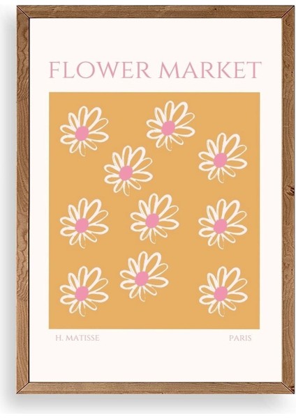 Çiçek Pazarı Ahşap Çerçeveli Tablo