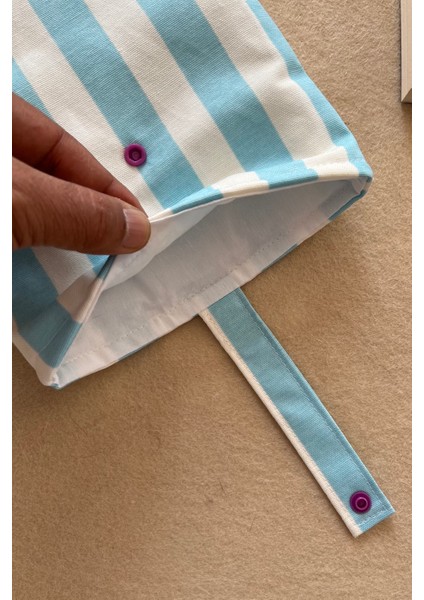 Mavi Çizgili Keten Kitap Kılıfı modelleri