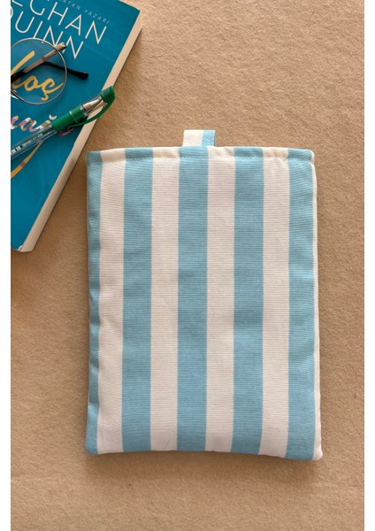 Mavi Çizgili Keten Kitap Kılıfı fırsatları
