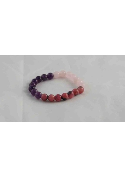 Dişil Enerji Bilekliği – Ametist, Pembe Kuvars ve Rodonit Doğal Taş Bileklik fiyatları