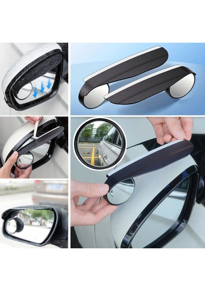 2 Adet Kendinden Aynalı Karbon Fiber Görünümlü Araba Yan Ayna Yağmur Koruyucuları Yağmur &
