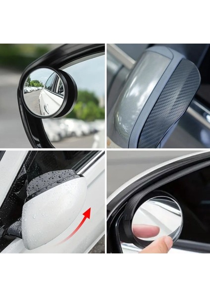 2 Adet Kendinden Aynalı Karbon Fiber Görünümlü Araba Yan Ayna Yağmur Koruyucuları Yağmur & modelleri
