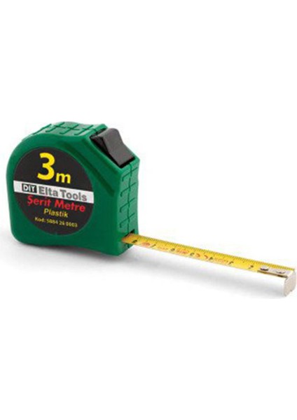 Pratik ve Dayanıklı 3 Metre Plastik Şerit Metre Ölçüm Aleti