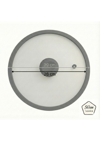 Gri Silikon Çerçeveli ve Kulplu Modern Cam Tencere Kapağı – Cam Çapı: 18-20-24-26-28 Cm, Yer Kaplamayan Düz (Flat) Tasarım